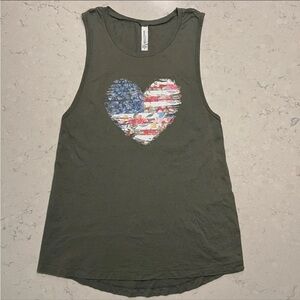 Olive Green Sleeveless Top with Heart Design